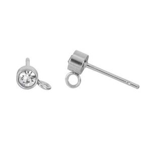 Pendientes de plata de ley de 0.157 in con broche de imitación de diamante en la parte trasera de la tuerca para pendientes, joyería, accesorios