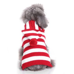 s-lifeeling Rojo y Blanco perro de rayas suéter día festivo de Halloween Navidad ropa de mascota perro ropa suave y cómoda
