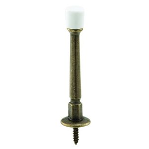 Prime-Line mp9021 rígido tope de puerta, 3 en, fundido, latón antiguo, punta de goma, soporte de base, 10 unidades, 10 piezas