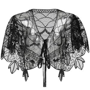 BABEYOND 1920s Shawl Wraps Sequin Beaded Evening Cape Bridal Shawl Bolero Flapper Cover Up