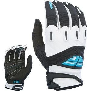 FLY Racing Unisex-Adult F-16 Guantes (Negro/Blanco, Talla 4/Juventud Pequeño)