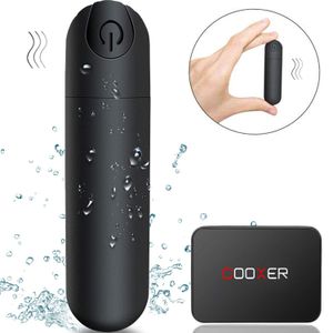 Cooxer - Masajeador de balas recargable para viajes, 10 velocidades, portátil, impermeable, juguete vibratorio para terapia muscular (negro)