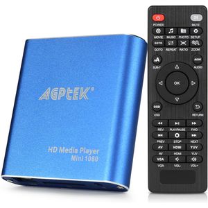 Reproductor multimedia HDMI, azul Mini 1080p Full-HD Ultra HDMI Digital Media Player para MKV/RM- HDD USB unidades y tarjetas SD