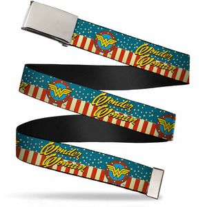 Wonder Woman DC Superhero Old School Retro Stars and Stripes Web Cinturón cromado