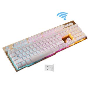 Teclado retroiluminado, inalámbrico teclado inalámbrico de carga rápida con iluminación sensación mecánica de teclado para videojuegos 104 teclas para