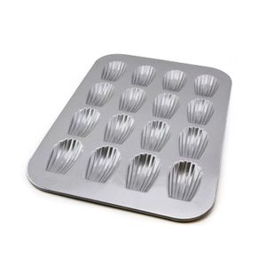USA Pan 1297MD Bakeware Madeleine - Bandeja antiadherente para hornear (16 unidades, acero aluminizado, metálica)