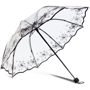 Protable Beautiful Romántico lluviosos Lluvia Custom Foldable Raining Paraguas transparente