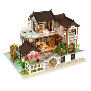 Kisoy Kit de casa de muñecas en miniatura con accesorios para muebles, regalo creativo para los amantes y amigos (sueño en la ciudad antigua) con cubi