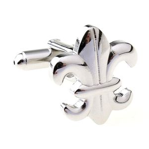mrcuff Fleur De Lis Par de gemelos en una caja de regalo y paño de pulido