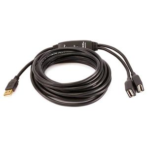 Monoprice 16-feet, 2 port USB 2.0 a macho a A hembra Extensión activa/Cable repetidor (108489), Negro