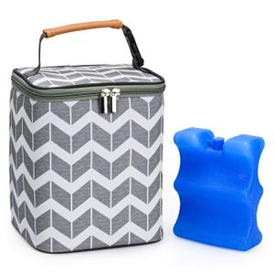 Momojing - Bolsa enfriadora de leche materna y bolsa para biberón de bebé con paquete de hielo incluido, se adapta a 4 botellas grandes de hasta 9 onz