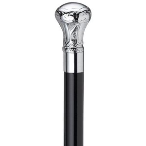 Harvy Cañas – Pomo Latón chapado en cromo – Bastón, – 36" – Cromado/Negro