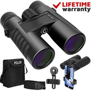 PolDR - Prismáticos compactos para adultos, impermeables, para caza, conciertos, aves, aves, viajes, senderismo, bak4, prisma, lentes FMC, con adaptad