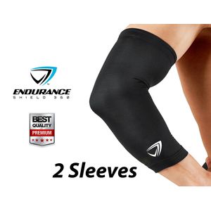 Premium Elbow Compression Sleeve (1 Pair) - Athletic Elbow Sleeve for Basketball, Tennis, Baseball, Running - Great Elbow Support - Men & Women - Endu
