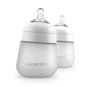 Nanobebe Flexy - Botellas de silicona para bebé, anticólicos, sensación natural, pezón no plegable, base estable sin punta, fácil de limpiar, 2 unidad