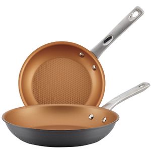 ayesha Curry Home Collection skillets de aluminio anodizado duro, 9.25-inch y 11.5-inch, individual Pack