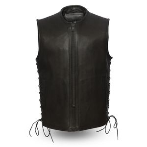El cuello Venom de los hombres enrollado wih Side cordones y Slash bolsillos chaleco, XL, Negro