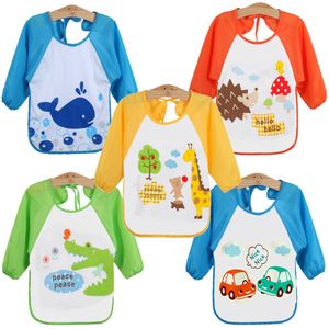 haimoburg Juego de 5 Color de manga larga para bebés baberos impermeables babero de manga 6 – 36 meses