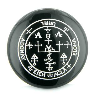 Sigil del Arcángel Uriel mágico amuleto amuleto Negro Ágata Círculo Magic Gemstone Espiritual Poder Individual Keepsake Totem
