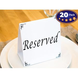 Tabla grande de reservado Tent Cards, 20 Pack. Ideal para reserving Asientos & lugares en los eventos como boda, Banquetes & Partes. Muy visibles, con