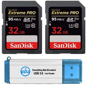 SanDisk 32GB SDHC SD Extreme Pro Memory Card (Two Pack) Bundle works with Nikon D3500, D7500, D5600 Digital DSLR Camera 4K V30 U3 (SDSDXXG-032G-GN4IN)