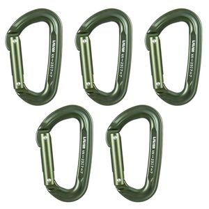 Fusion Climb Contigua Military Tactical Edition - Mosquetón de puerta recta (aluminio, 5 unidades), color verde