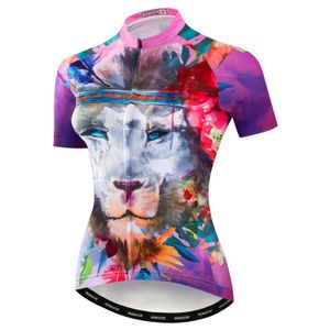 Mujer Ciclismo Manga Corta Jersey Bicicleta Ropa Flores Chaqueta con Gran Cinta Reflectante