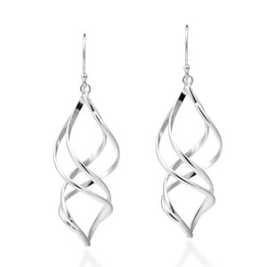 Moda 3d espiral plata de ley 925. Dangle Earrings