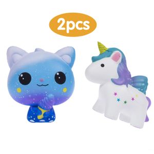 Ailimy Squishies - Juego de 2 piezas de helados para niños, diseño de gato, galaxia, unicornio y zumo