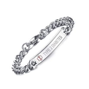 Cadena de acero inoxidable pulido de 0.315 in para emergencia, alerta médica, pulseras de identificación para hombres y mujeres, 8 pulgadas