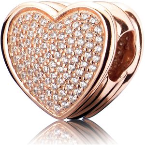 athenaie 925 plata chapado en platino con Pave Claro Cz En Forma De Corazón A Mi Amante Encanto Fit todos los pulseras collar de Europa
