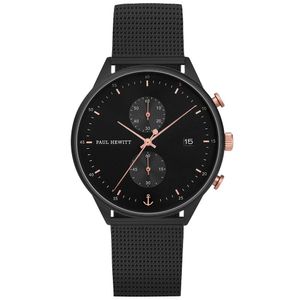 Paul Hewitt - Reloj analógico de cuarzo para hombre, 1.654 in, acero negro, PH-C-BSR-5M