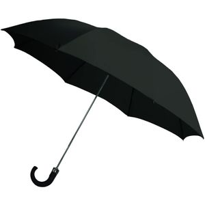 rainbrella 2-Fold Auto Open Umbrella con manguito de almacenamiento y plástico gancho Mango, Negro, 42"