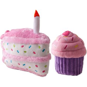 Zippypaws Juguete de cumpleaños para perro, masticable chirriante, juguete para perro de tarta de cumpleaños y cupcakes | Zippypaws juguetes de cumple