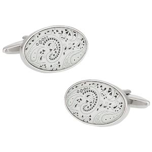 Gemelos de Cuff-Daddy Paisley en blanco Minty Cuff Links