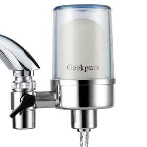Geekpure - Filtro de agua avanzado para grifo de 2 etapas para cocina y baño, elimina el sabor al cloro y el olor, sedimento, partículas de óxido – si