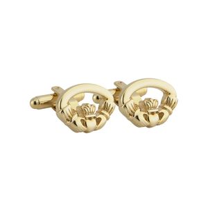 Oval anillo de Claddagh Gemelos chapados en oro, fabricado en Irlanda