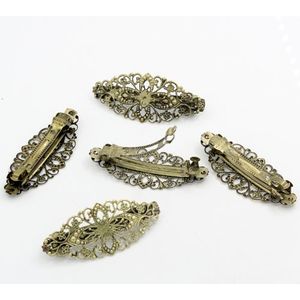 PEPPERLONELY Marca 5PC Antiqued Bronze Flower Filigree French Barrette Pinzas para el cabello 80x35mm (3-1 / 6x1-3 / 8 Inch)