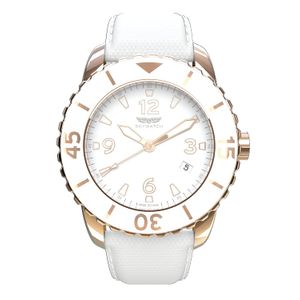 Skywatch &apos;44 mm 3-Hand&apos; acero inoxidable y lona de cuarzo suizo reloj Casual de la mujer, color: blanco (Modelo: cci024-a)