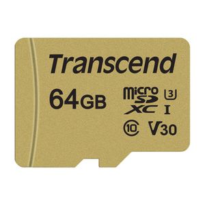 Transcend ts64gusd500s 64 GB UHS-I U3 tarjeta de memoria microSD con adaptador