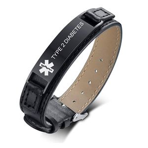 VNOX - Pulsera de identificación de piel auténtica con grabado personalizable