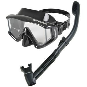 Cressi Panoramic Wide View Mask & Dry Snorkel Kit for Snorkeling, Scuba Diving | Pano 3 & Supernova Dry: designed in Italy