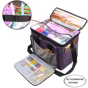 Teamoy Bolsa de tejer, bolsa de almacenamiento de lana con divisor interior para lana y proyecto inacabado, L