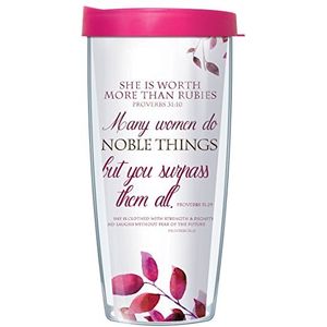Proverbs 31 Woman Worth More than Rubies - Vaso con tapa (22 onzas), 16 onza