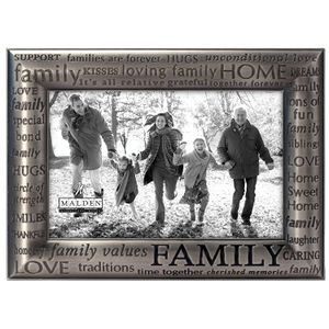 Malden International Designs Familia de moderno peltre metal Diecast Expressions – Marco de fotos, 4 x 6, Plata