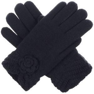 byos Womens invierno Ultra Plush cálida y suave piel sintética forro polar Knit guantes w/flor V apertura Cuff