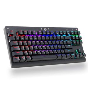 MechanicalEagle Z-77 teclado para videojuegos mecánico, 87 teclas, con retroiluminación, multicolor, con interruptores azules