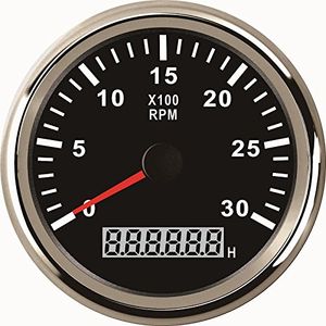 Eling Universal Tacómetro RPM Rev Contador RPM con contador de horas 3000rpm 85 mm. 9 – 32 V con retroiluminación