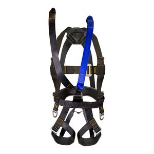 Fusion Climb 23 KN mettica Guía Full Body reforzada Lanyard Zipline Arnés, Negro/Azul, talla M/L