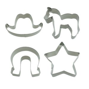 Western vaquero juego de cortador de galletas sombrero de vaquero Star herradura Pony Forma clásica Fondant Pony tartas cortadores para niños fiesta a
